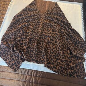 Sutton Studio Brown Cashmere Animal Print Shawl